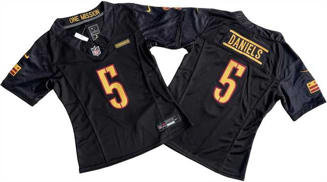Womens Washington Commanders #5 Jayden Daniels Black 2024 F.U.S.E. Draft Stitched Jersey->washington commanders->NFL Jersey